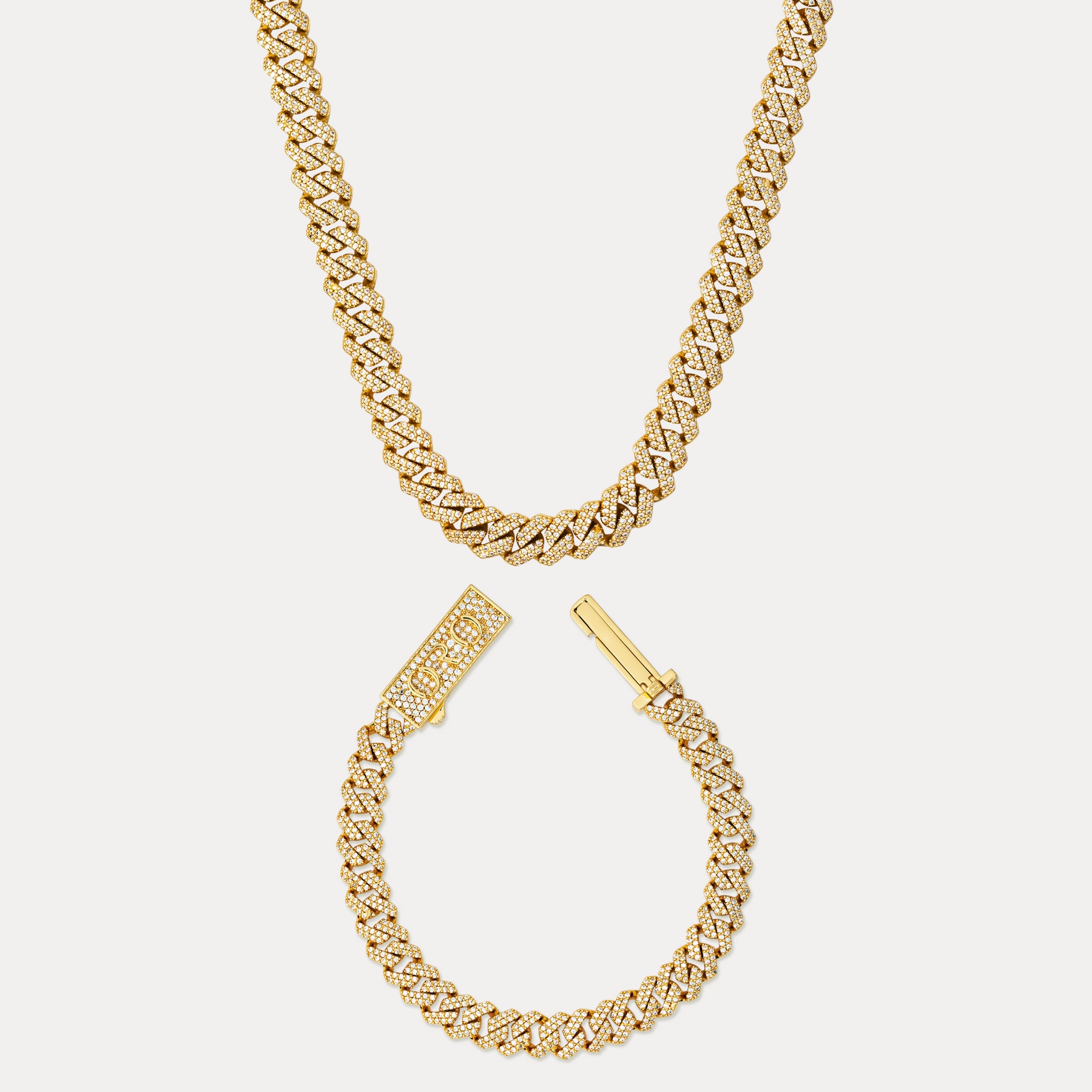 Prong Cuban Set (8mm) - Gold