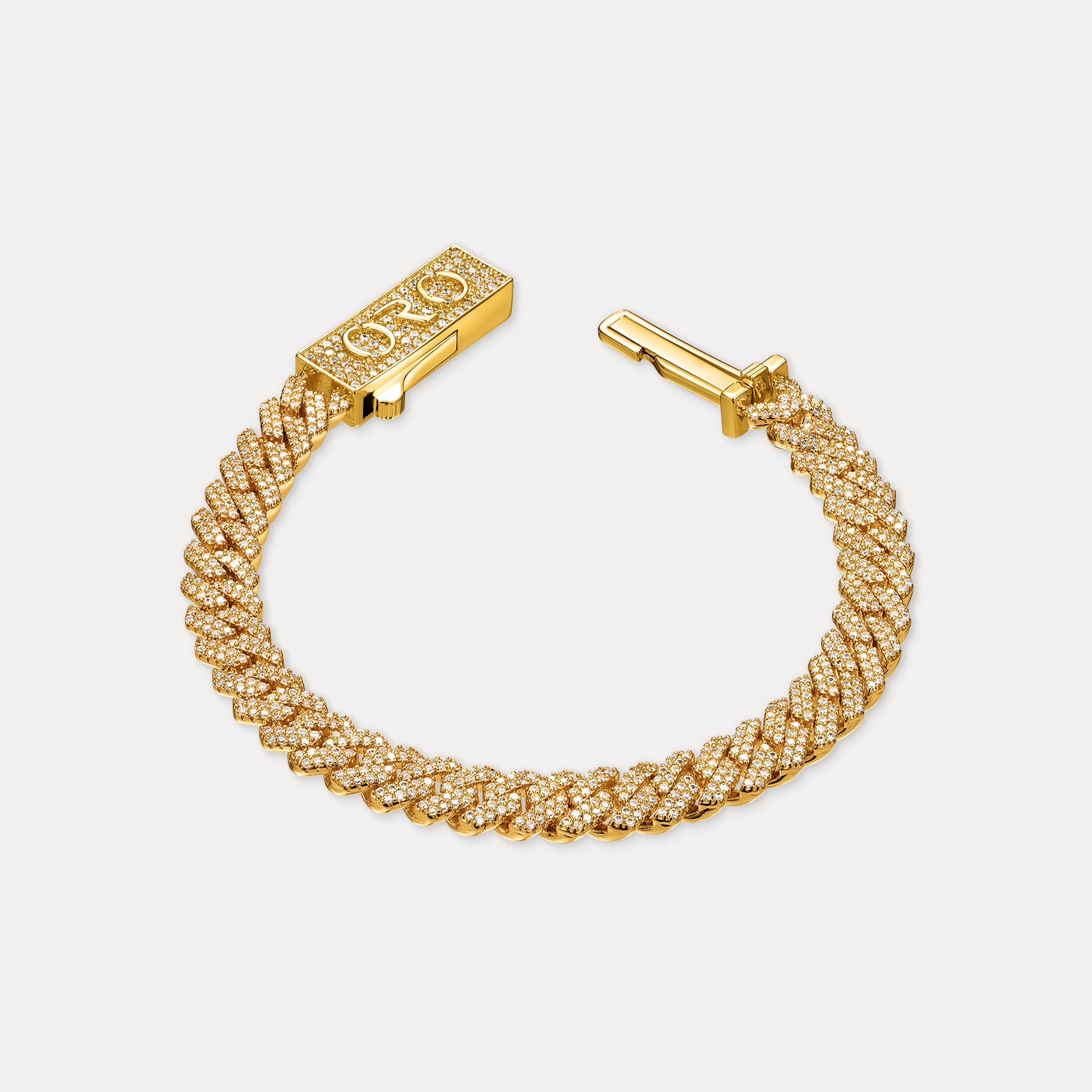 Prong Cuban Bracelet (8mm) - Gold