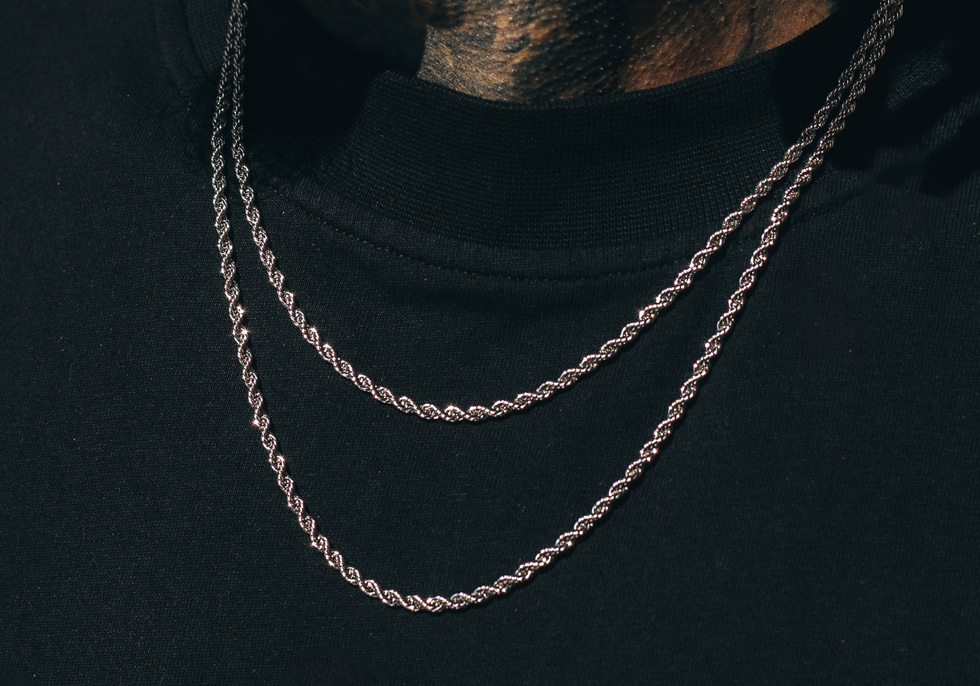 Cuban Link + outlets Rope Chain Stack × 2 Rose Gold / 22