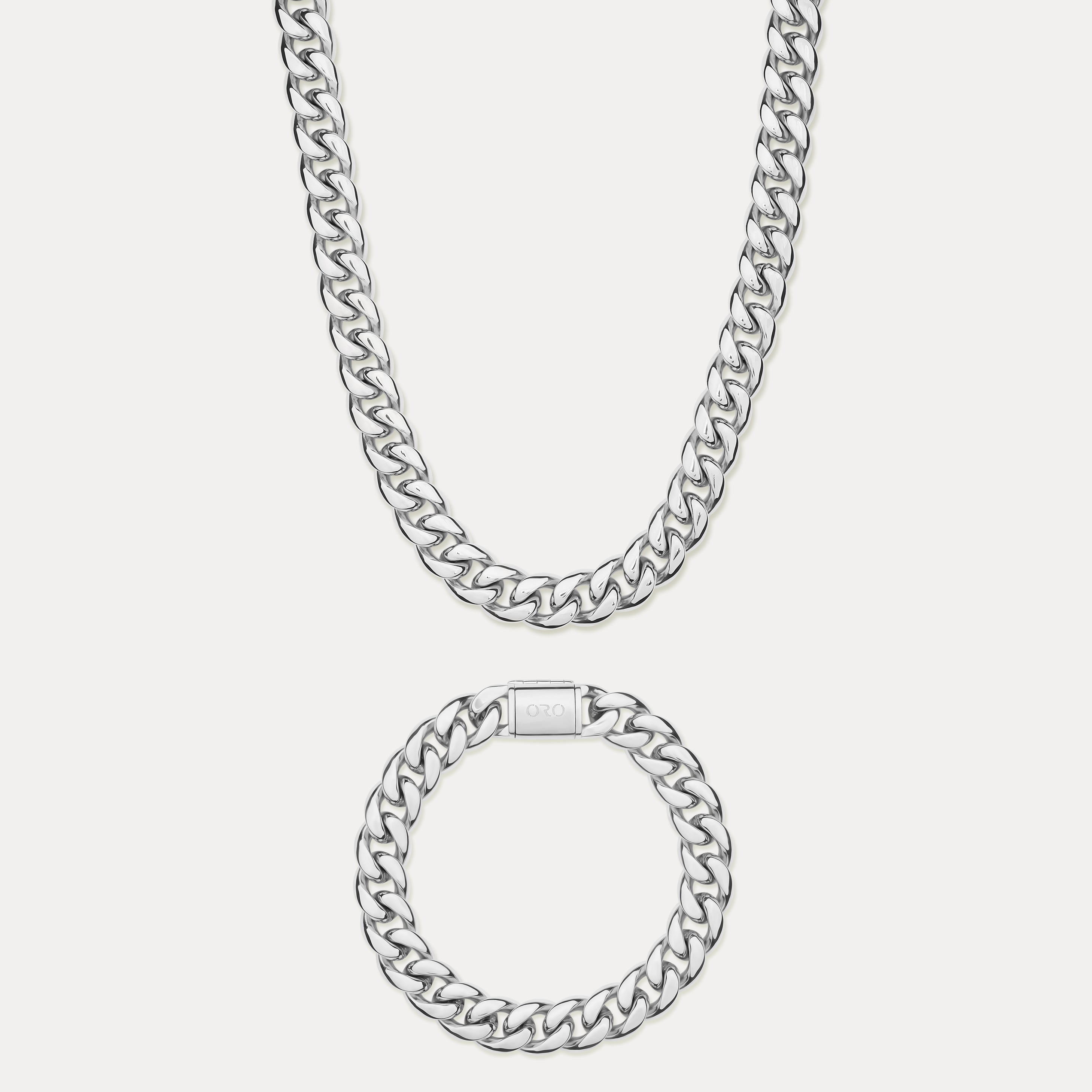 Cuban Link Set (12mm) - Silver