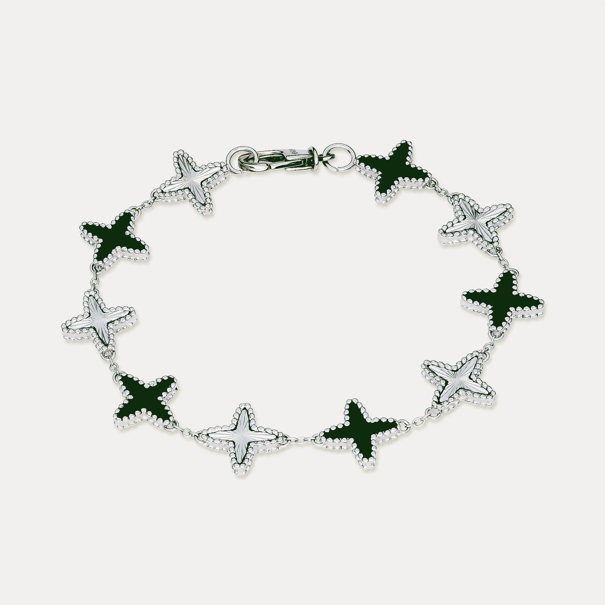 Emerald Clovero Bracelet - Silver