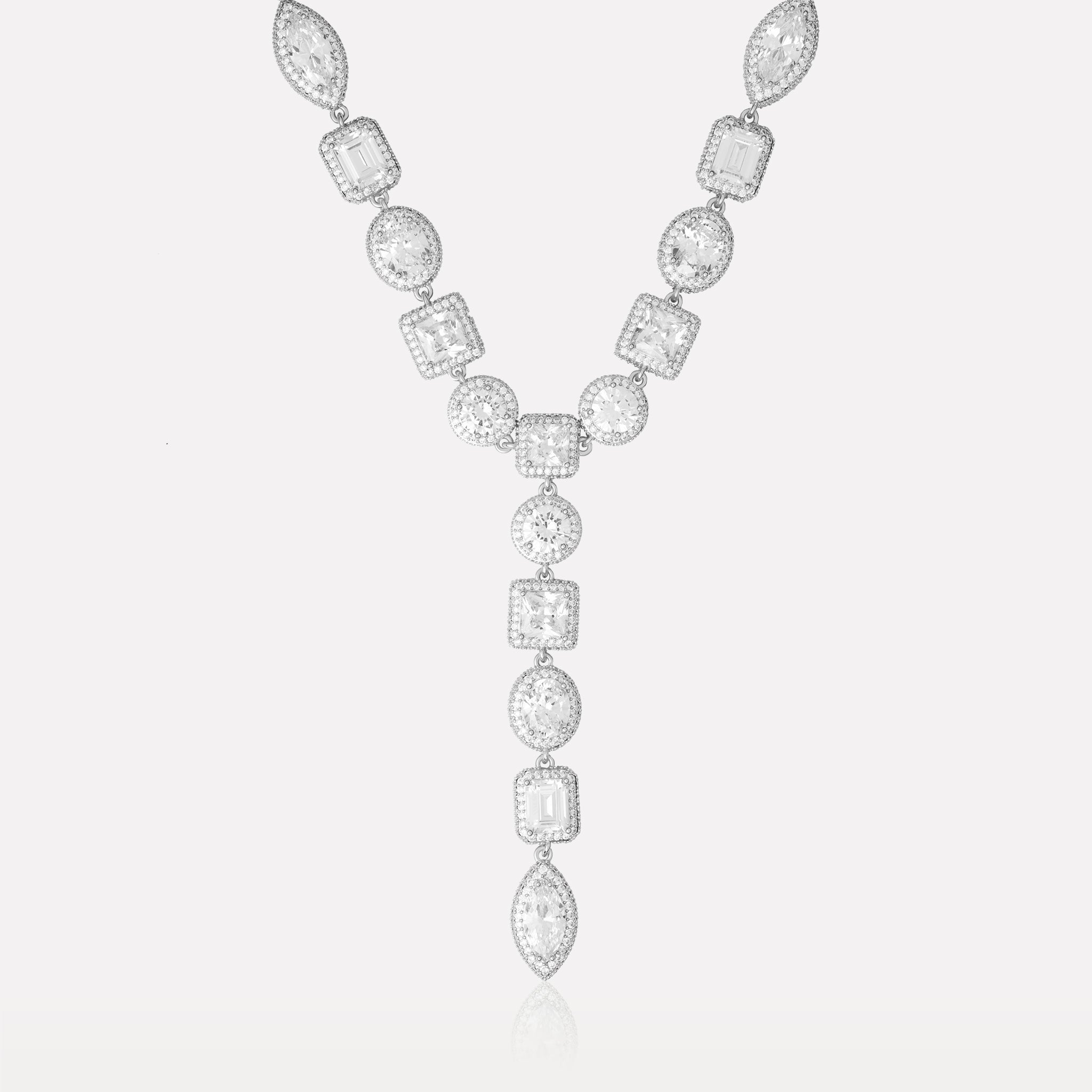 Teardrop Lariat Chain - Silver