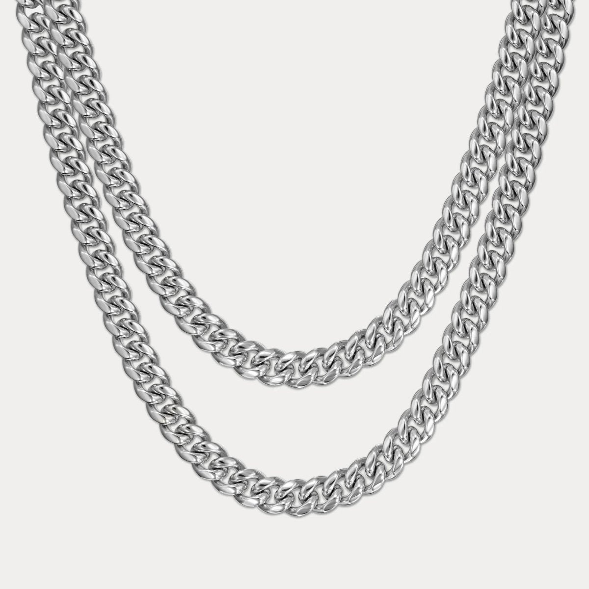 Cuban Link Chain Stack (8mm) - Silver