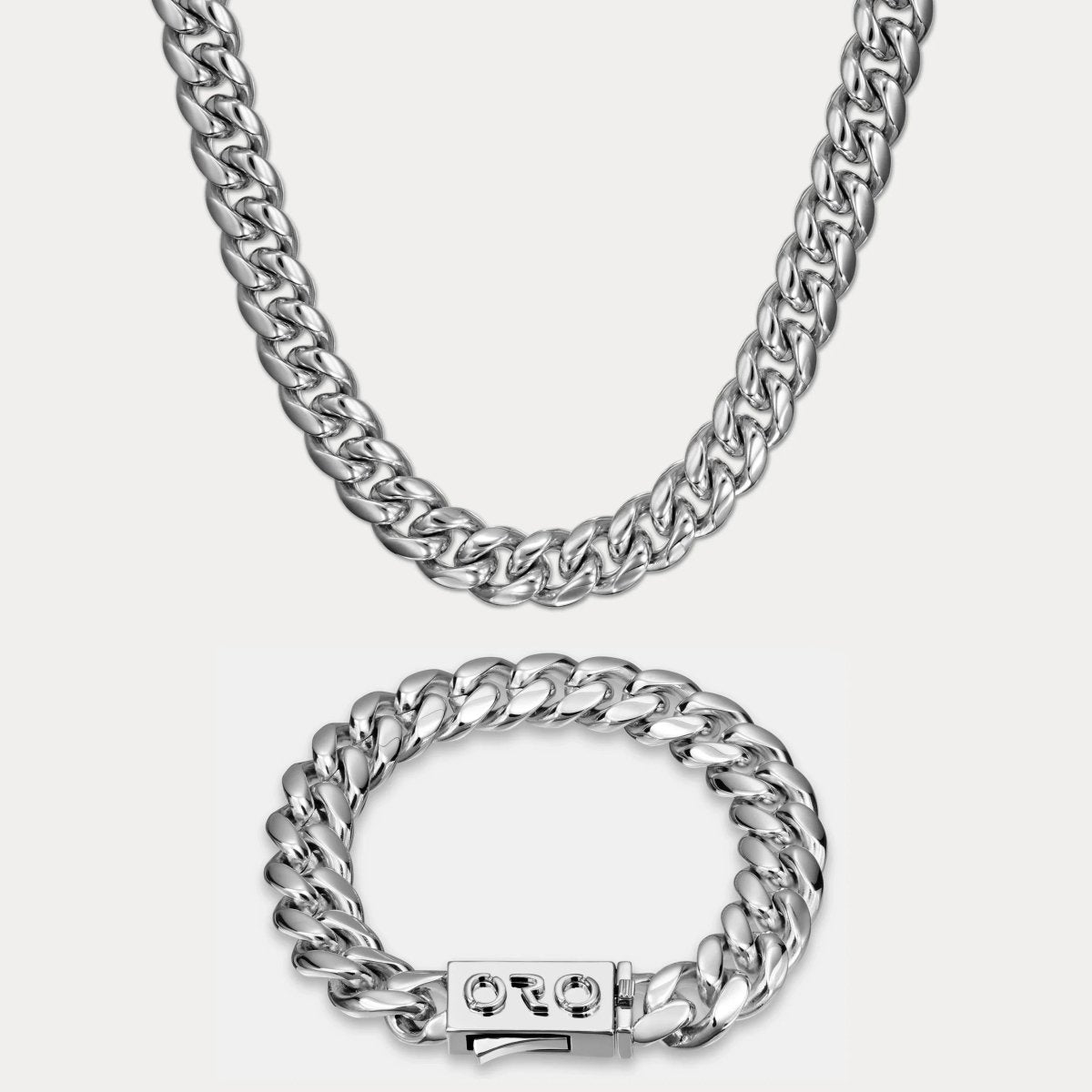 Cuban Link Set (12mm) - Silver