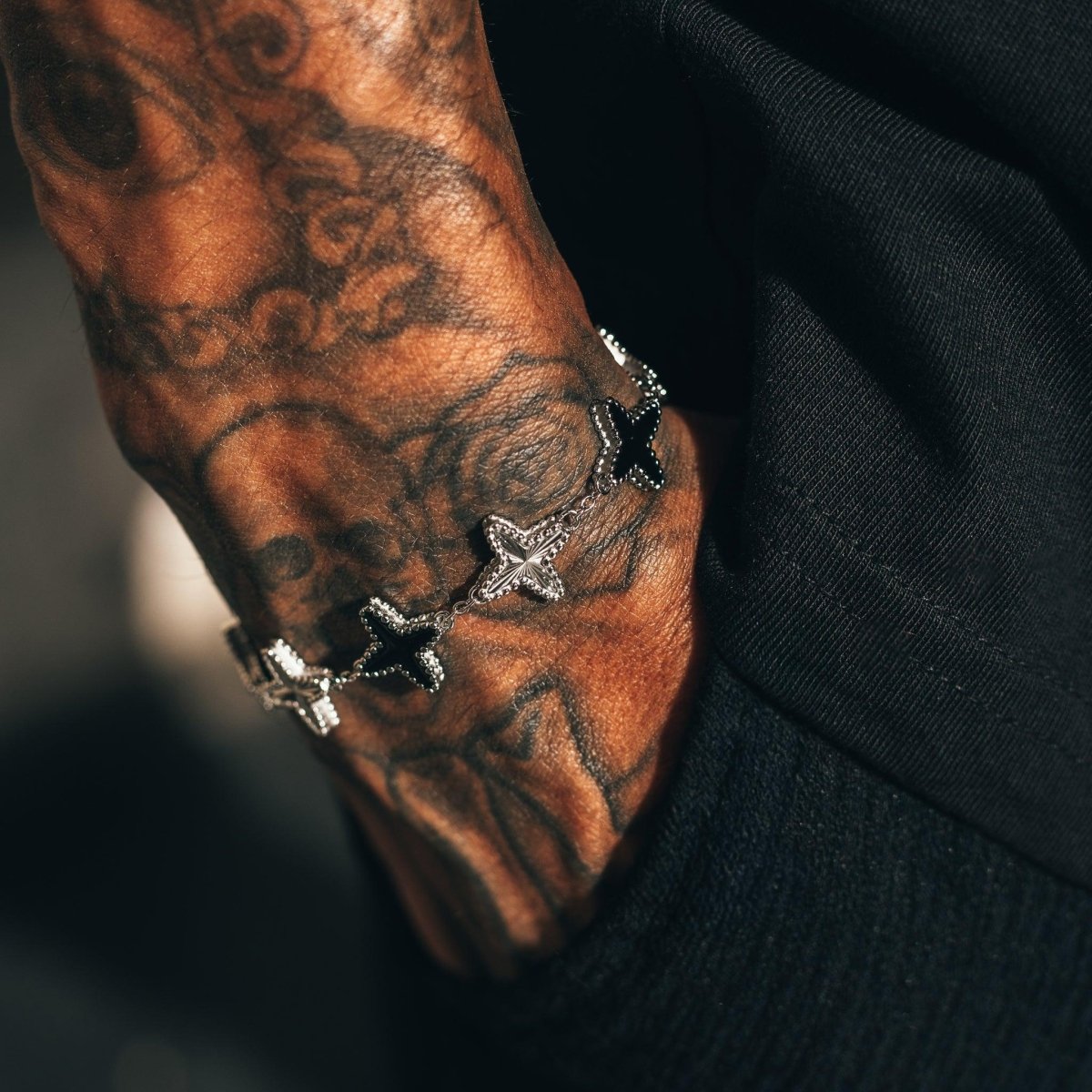 Onyx Clovero Bracelet - Silver