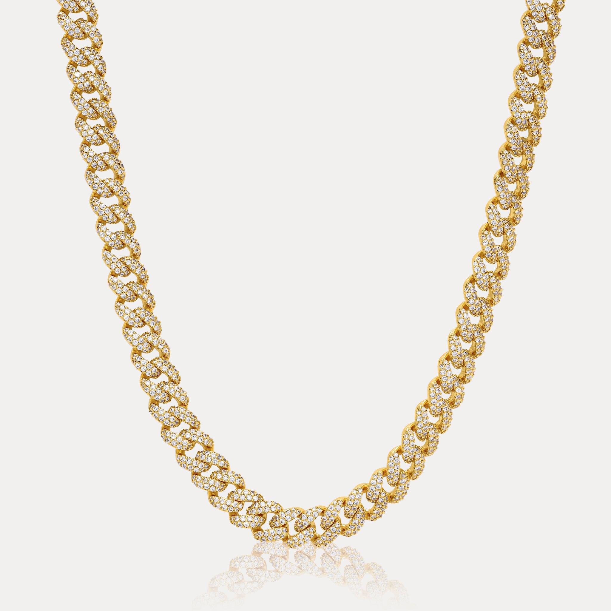 Pavé Cuban Chain (8mm) - Gold - Hommes Oro