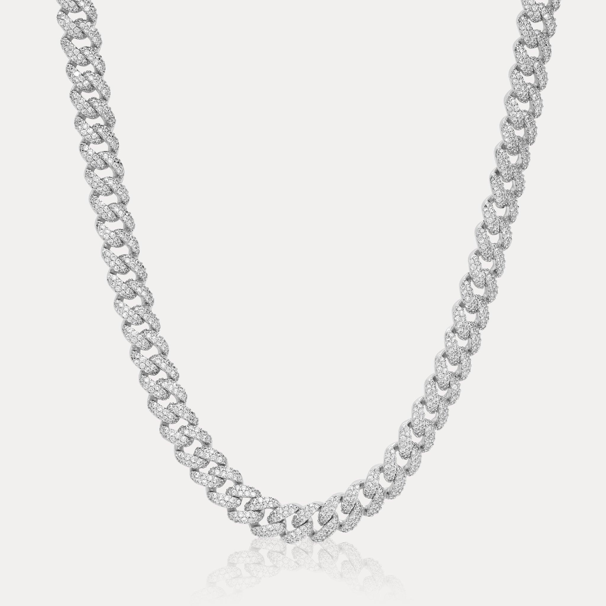 Pavé Cuban Chain (8mm) - Silver - Hommes Oro