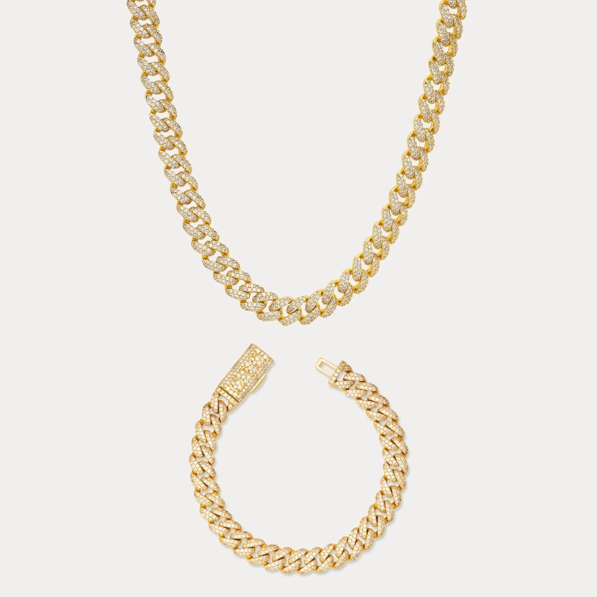 Pavé Cuban Set (8mm) - Gold