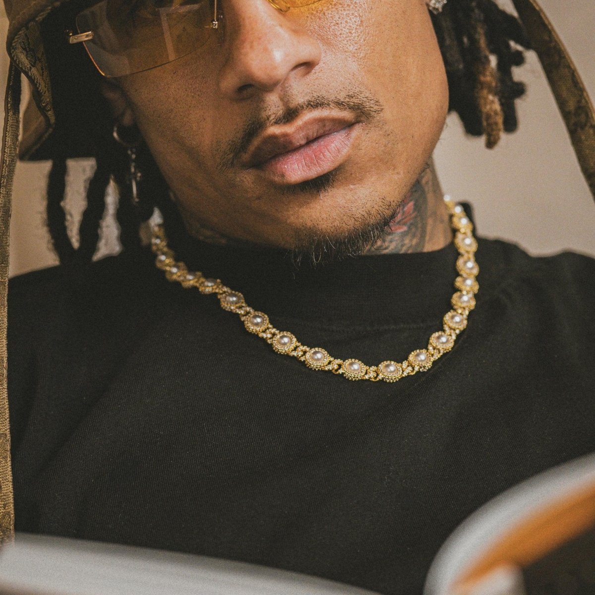 Pearl Bezel Cuban Set - Gold