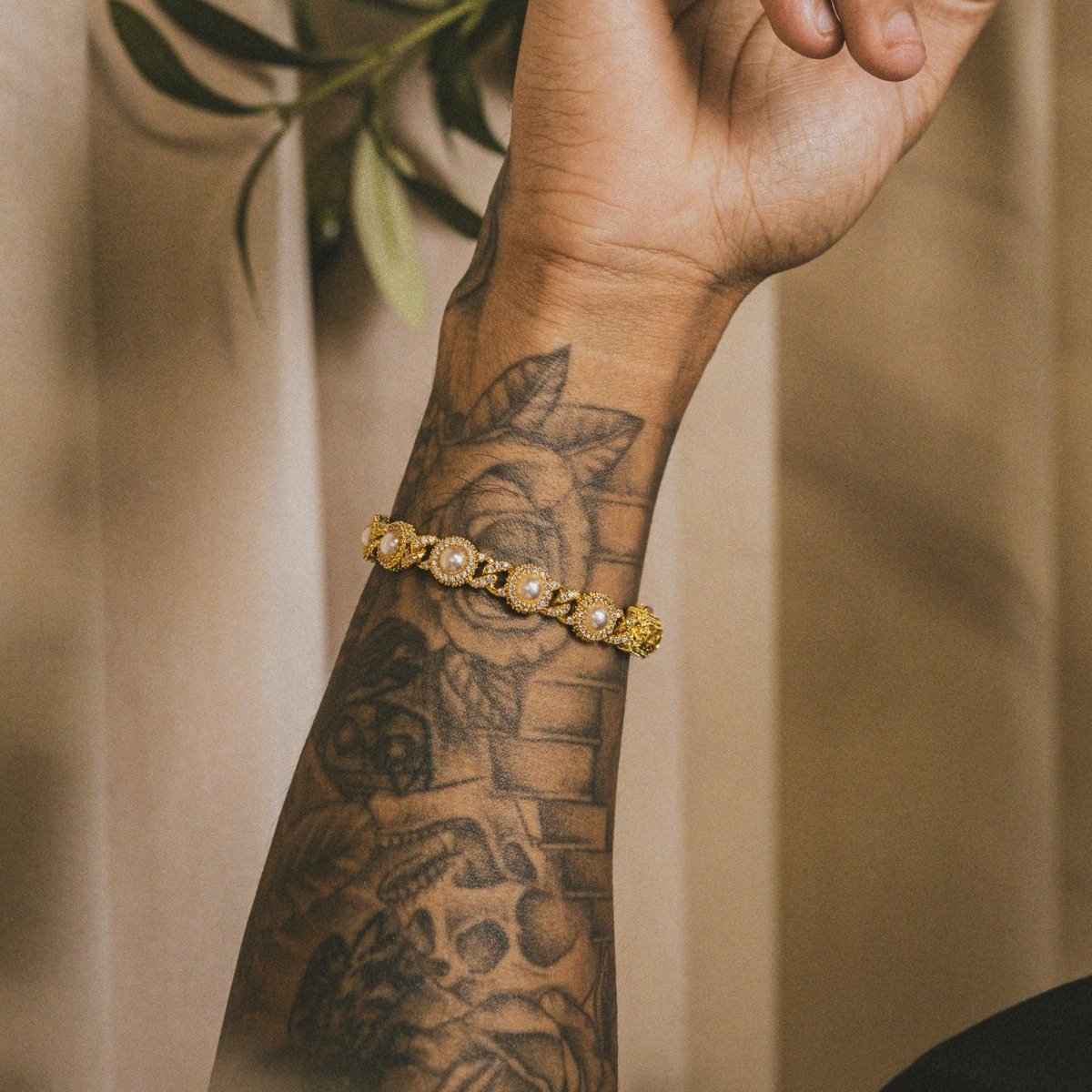 Pearl Bezel Cuban Set - Gold