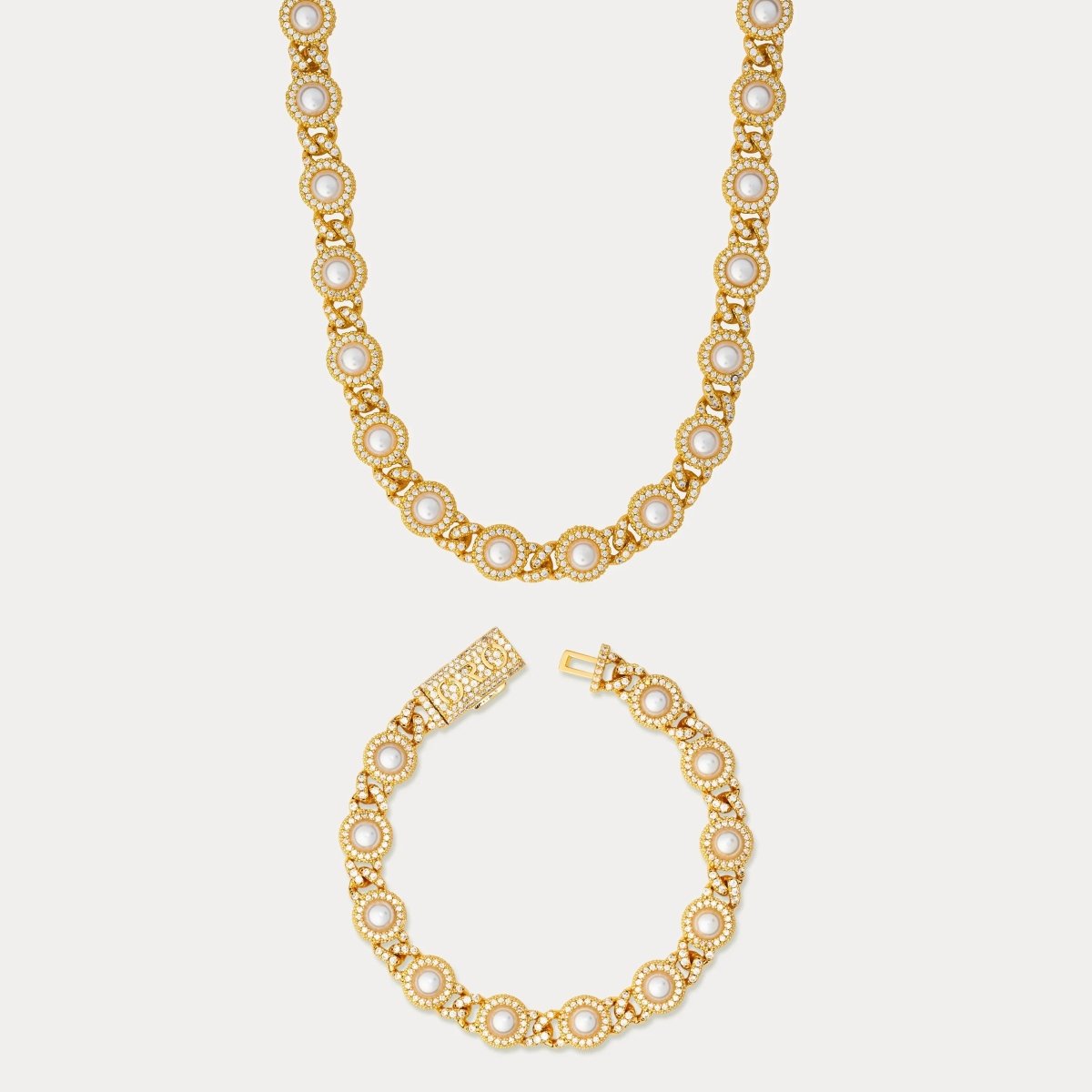 Pearl Bezel Cuban Set - Gold