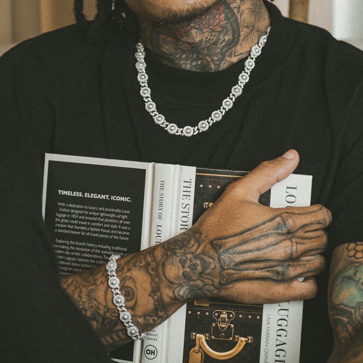 Pearl Bezel Cuban Set - Silver