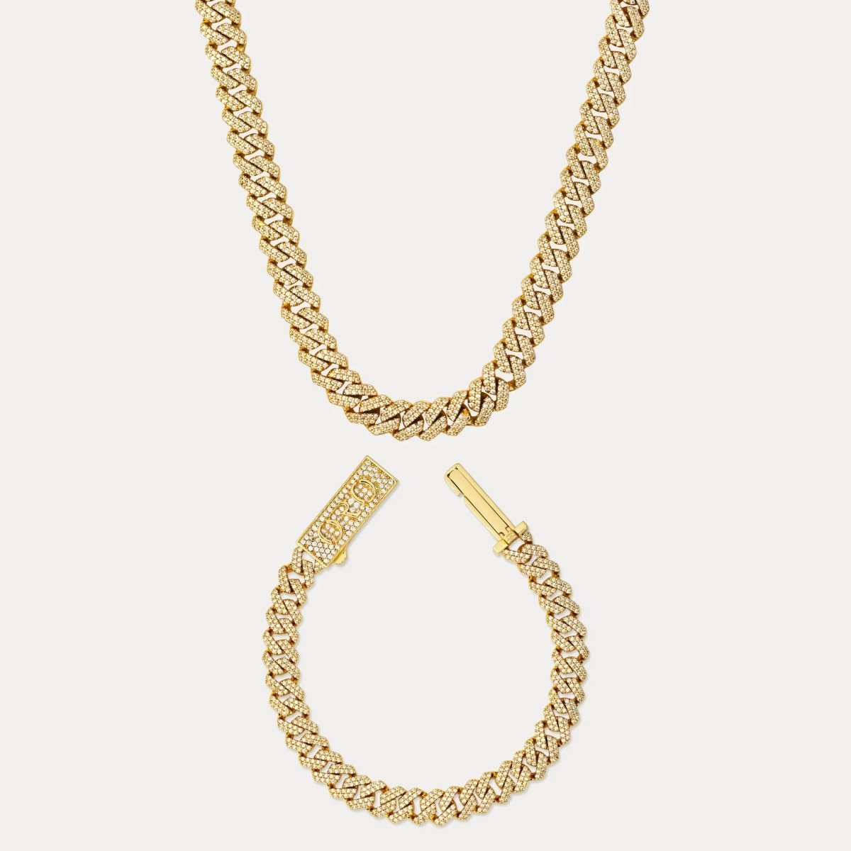 Prong Cuban Set (8mm) - Gold