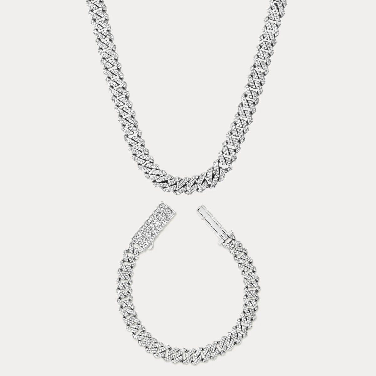 Prong Cuban Set (8mm) - Silver