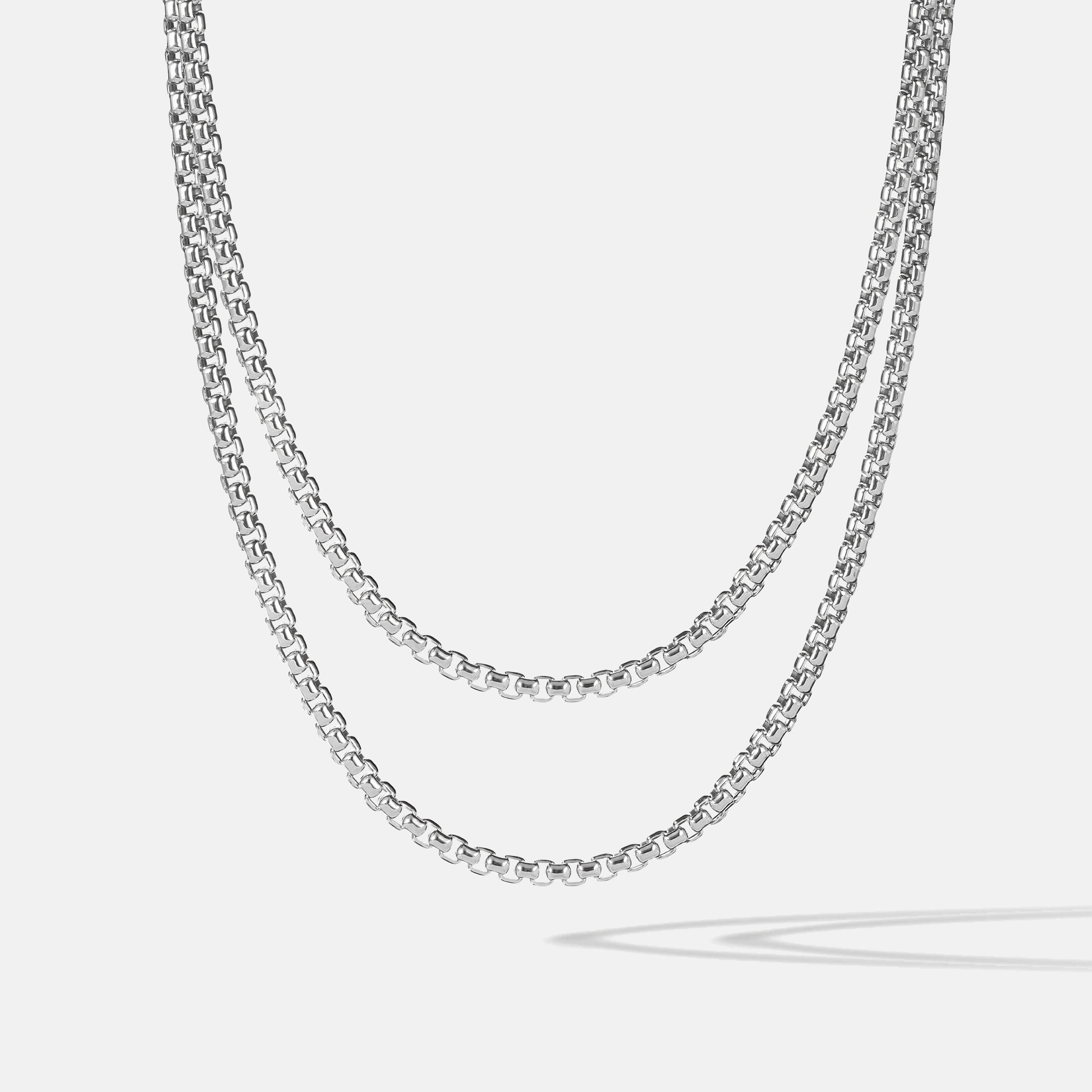 Venetian Box Chain Stack (3mm) - Silver - Hommes Oro